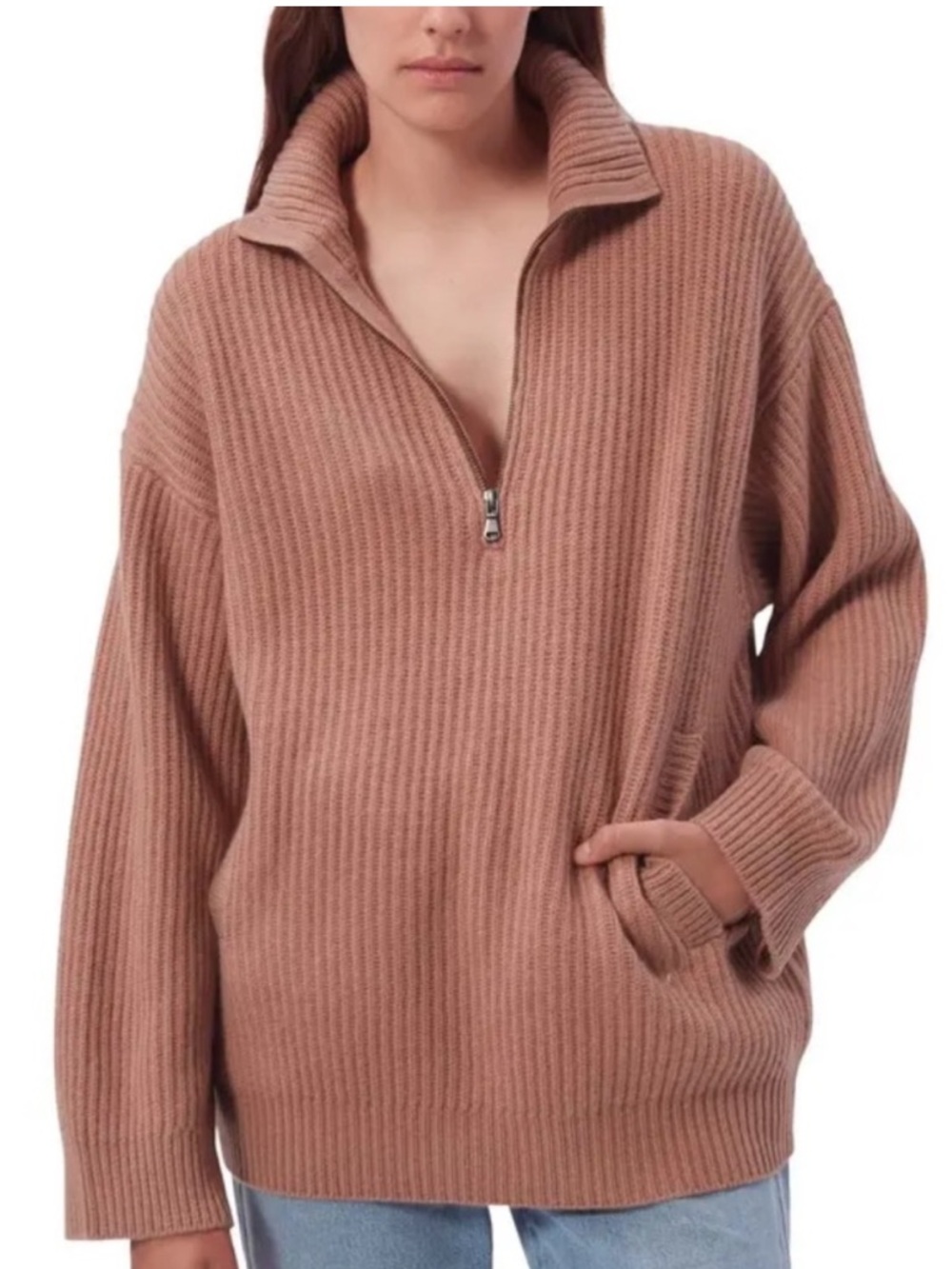 Equipment Bowee Cashmere Blend Half Zip Oversize Pullover Sweater